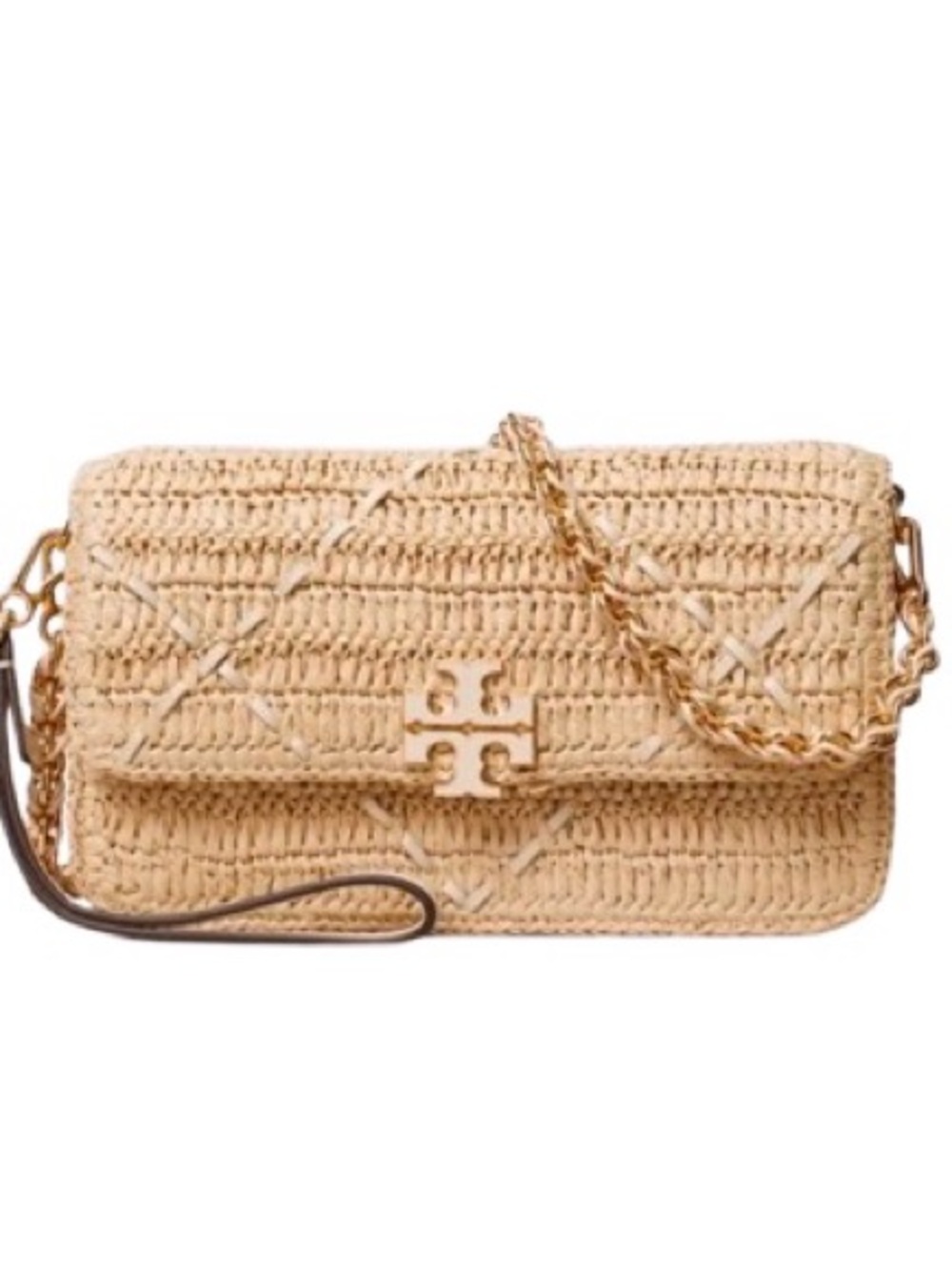 🆕-TORY BURCH BRITTEN RAFFIA CROCHET CHAIN WALLET CROSSBODY 
BEAUTIFUL